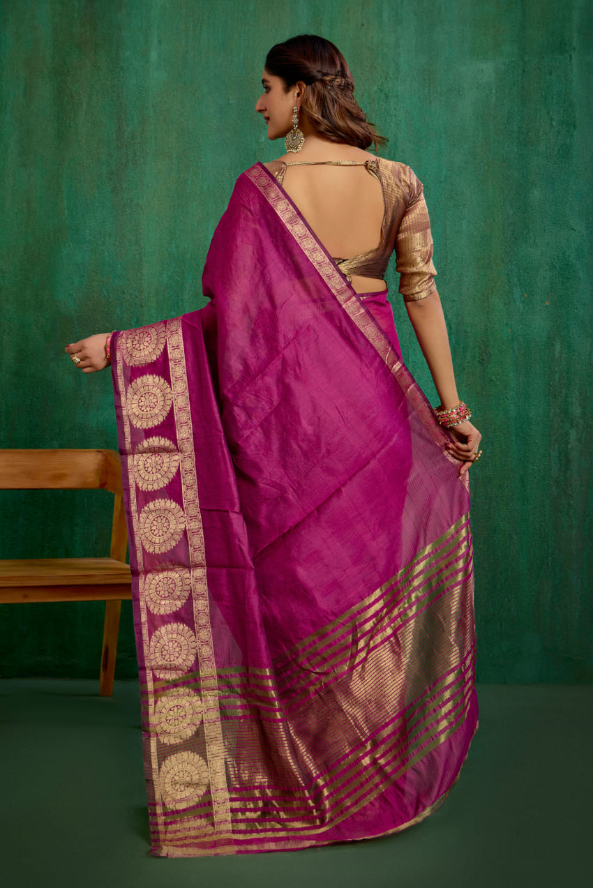 Pink Cotton Silk Woven Ready to Wear Saree