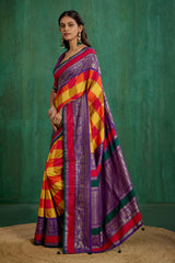 Multi Tussar Silk Block Print Ready to Wear Saree