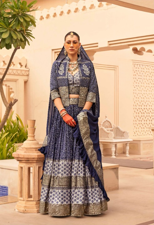 Blue Silk Lehenga Choli With Koti