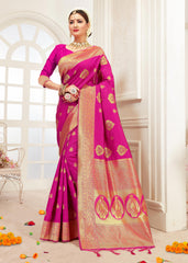 Pink Banarasi Art Silk Woven Saree