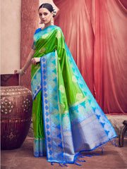 Green Banarasi Art Silk Woven Saree