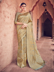 Gold Banarasi Art Silk Woven Saree