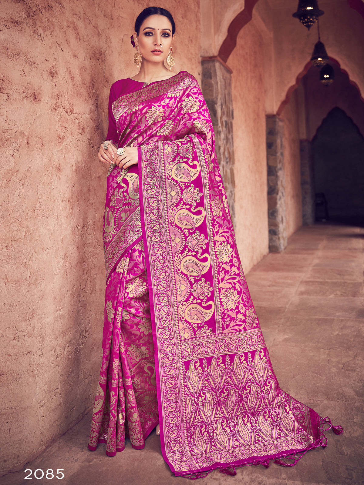 Pink Banarasi Art Silk Woven Saree