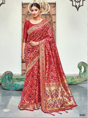 Red Banarasi Art Silk Woven Saree