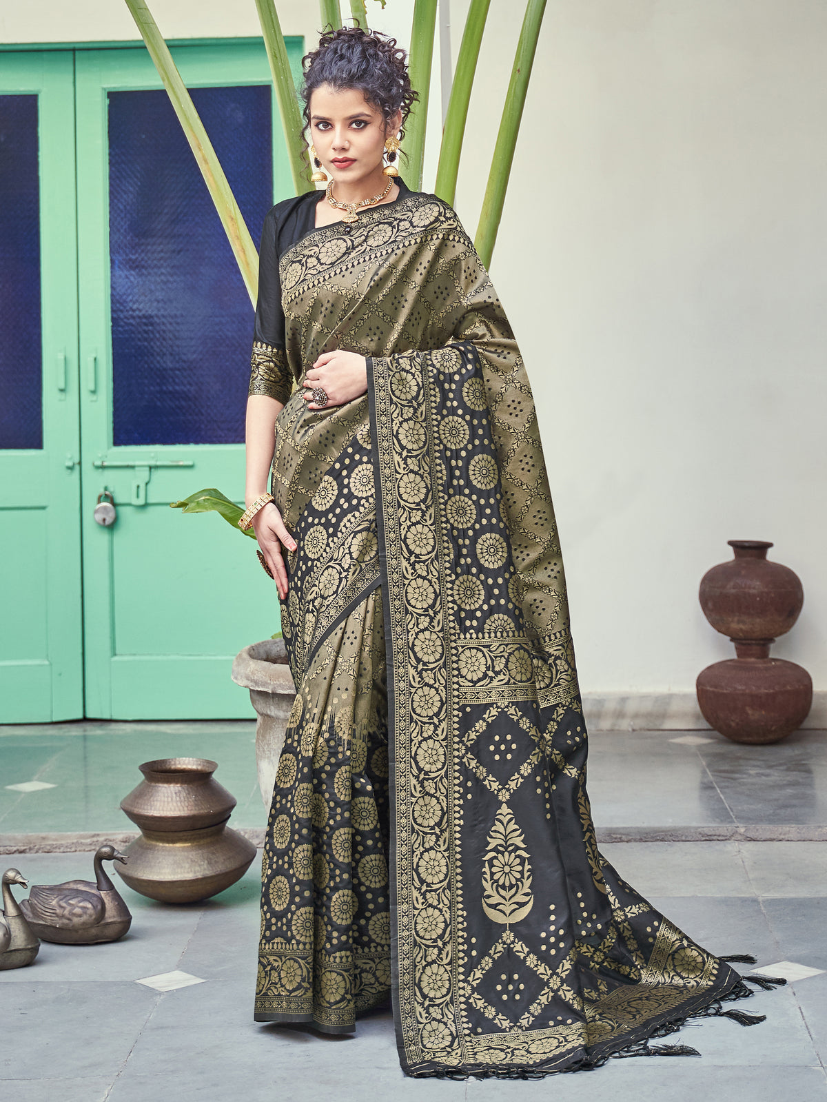 Black Banarasi Art Silk Woven Saree