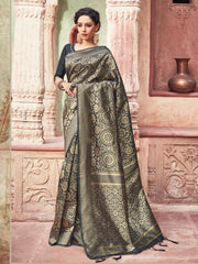 Black Banarasi Art Silk Woven Saree