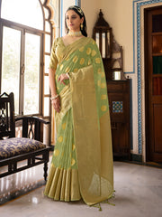 Green Organza Silk Woven Saree