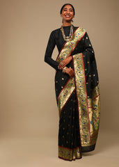 Black Banarasi Art Silk Woven Saree