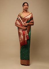 Green Banarasi Art Silk Woven Saree