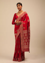 Red Banarasi Art Silk Woven Saree