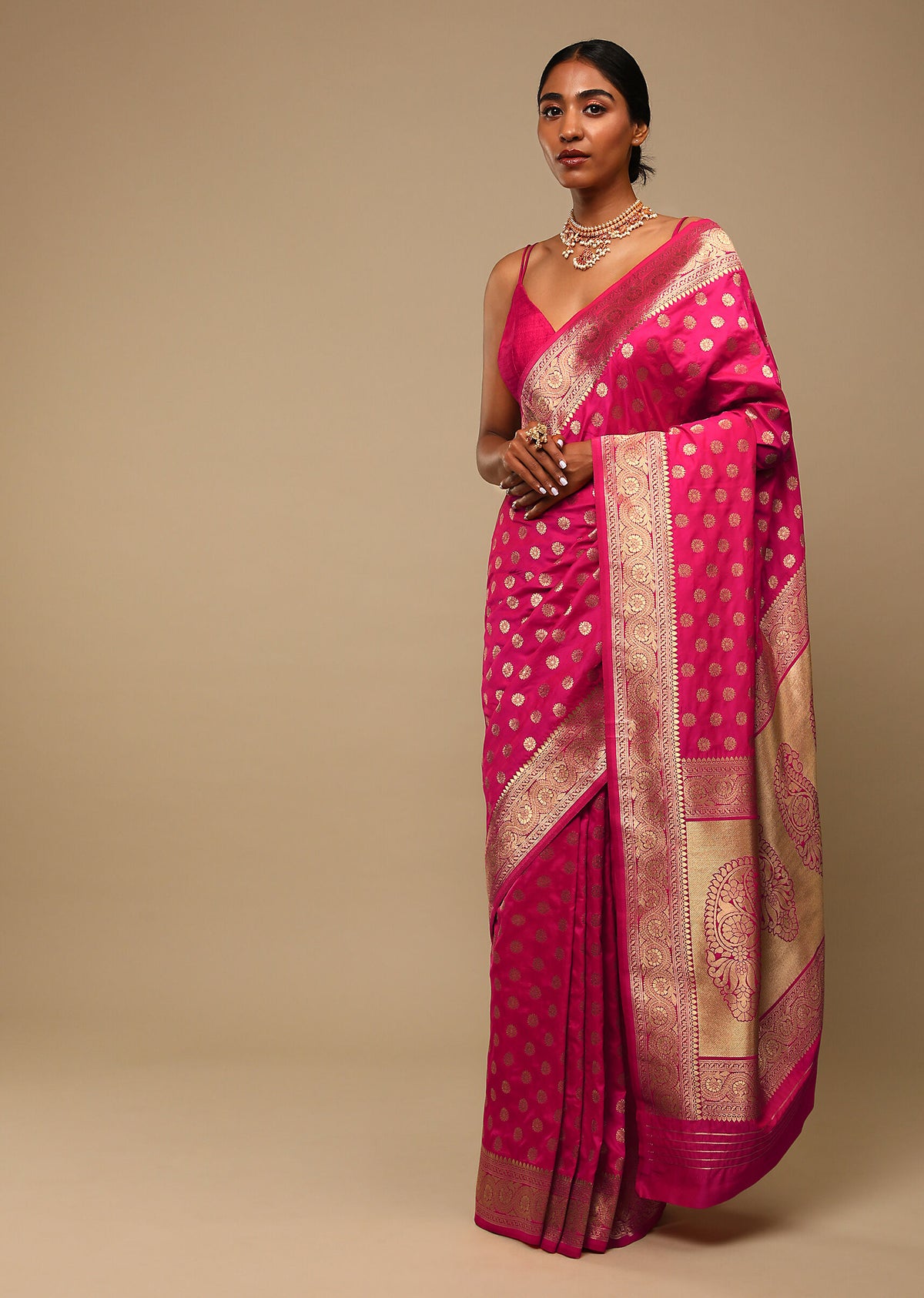 Pink Banarasi Art Silk Woven Saree