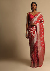 Red Banarasi Art Silk Woven Saree