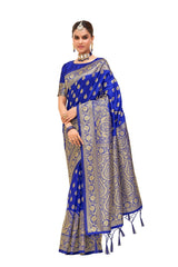 Blue Banarasi Art Silk Woven Saree