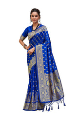 Blue Banarasi Art Silk Woven Saree