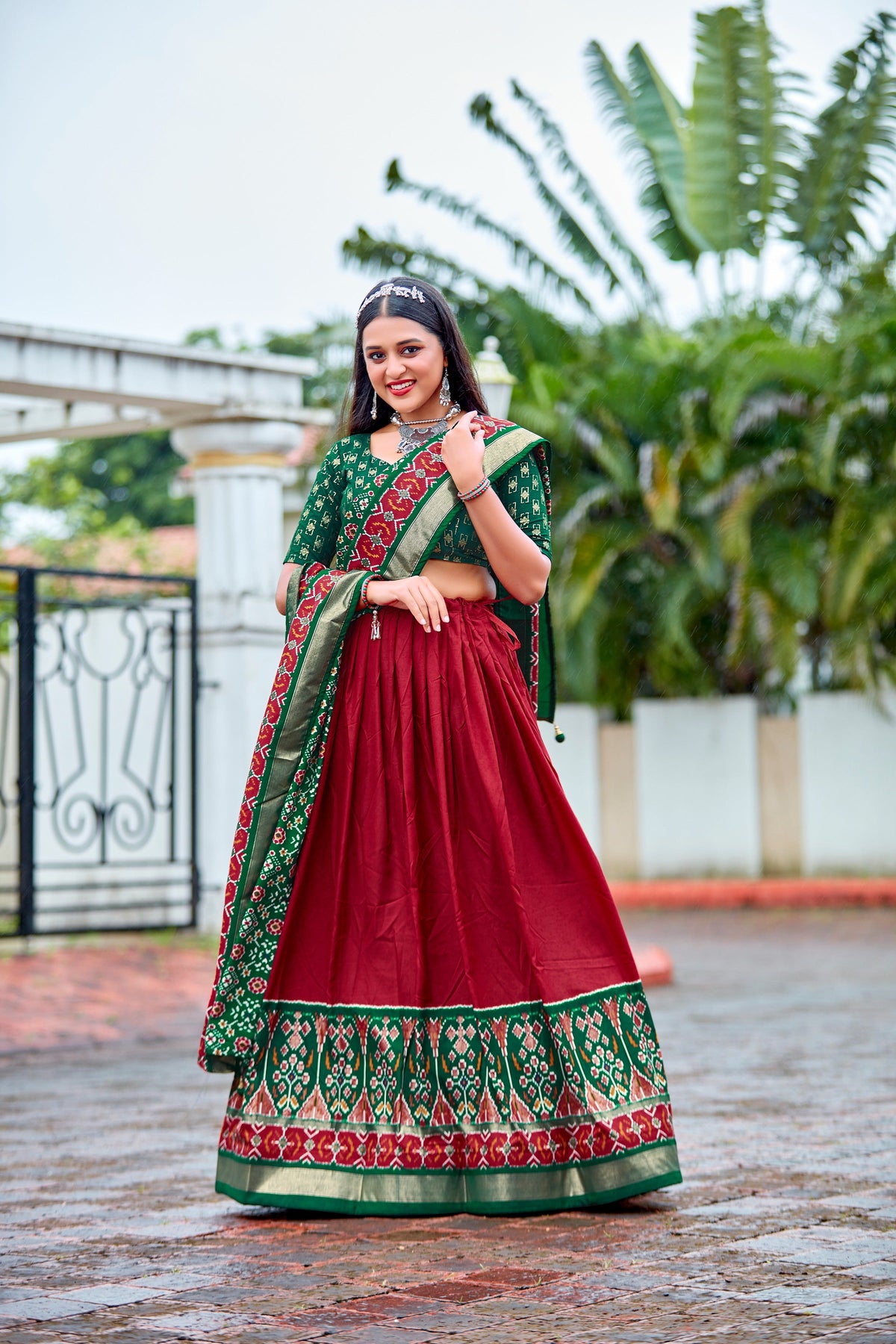 Wine Red Readymade Indian Cotton Silk Lehenga Choli Set for Women With Designer Blouse and Dupatta For Wedding