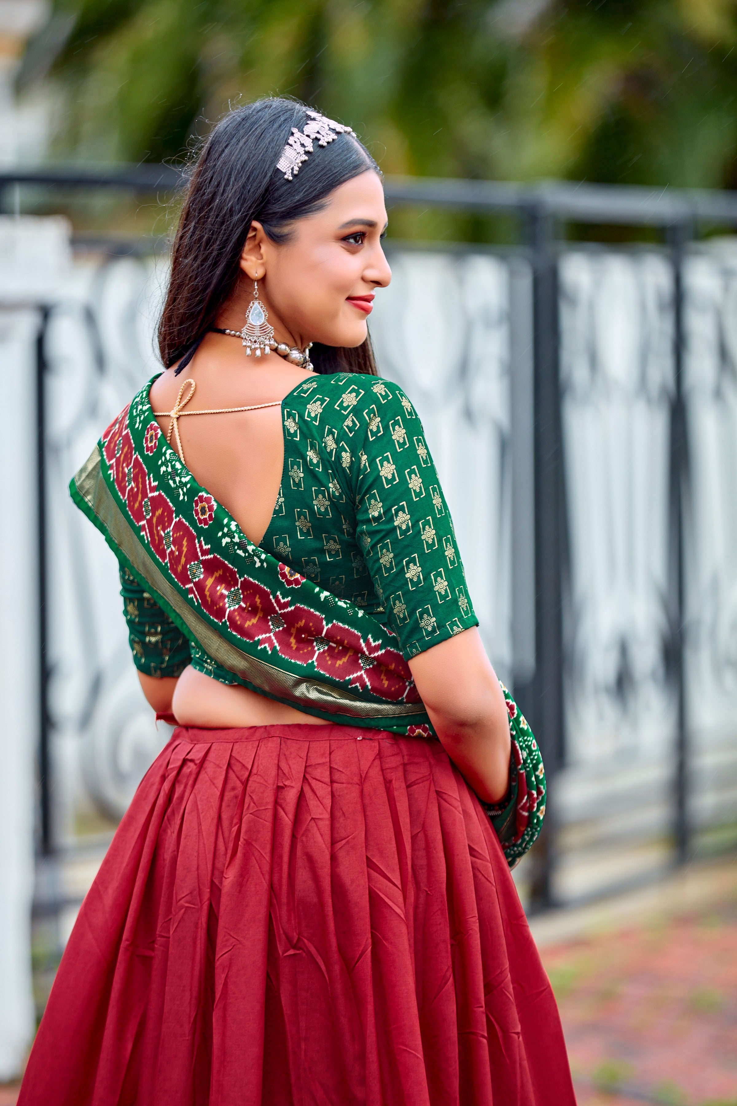 Wine Red Readymade Indian Cotton Silk Lehenga Choli Set for Women With Designer Blouse and Dupatta For Wedding