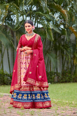 Baby Pink Readymade Indian Cotton Silk Lehenga Choli Set for Women With Designer Blouse and Dupatta For Wedding