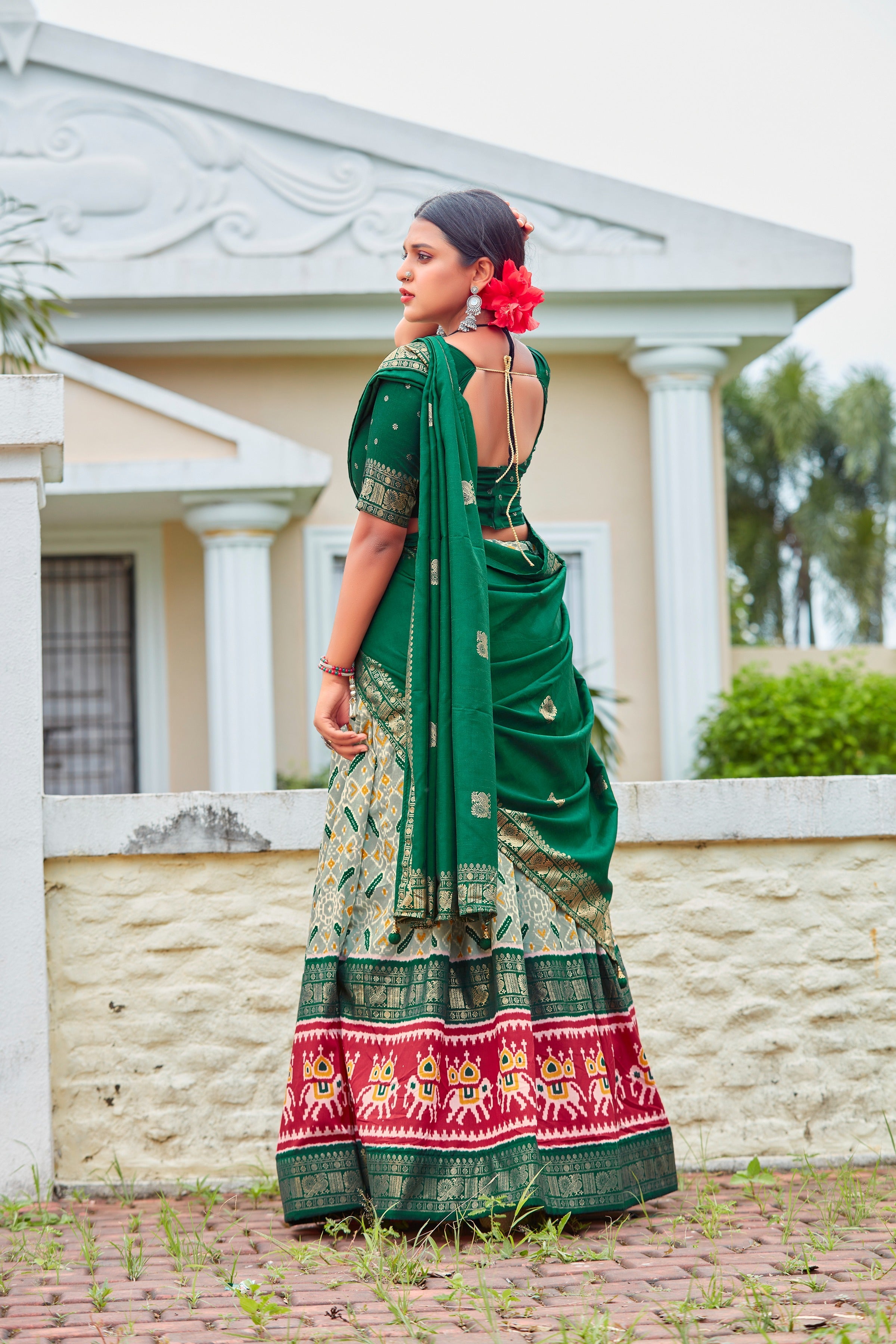 Dusty Grey Readymade Indian Cotton Silk Lehenga Choli Set for Women With Designer Blouse and Dupatta For Wedding