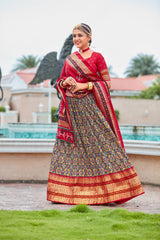 Multi Readymade Cotton Silk Lehenga Choli Set With Blouse and Dupatta For Wedding