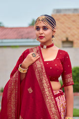 Ensemble de choli Lehenga indien en coton et soie rose prêt à l'emploi pour femmes avec chemisier de créateur et Dupatta pour mariage 