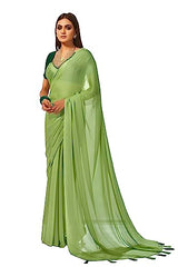 Georgette Solid Party Wear Tassel Pallu Saree