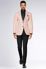 Light Pink Men's Two Button Dress Party Solid Suit Jacket Notched Lapel Slim Fit Stylish Blazer