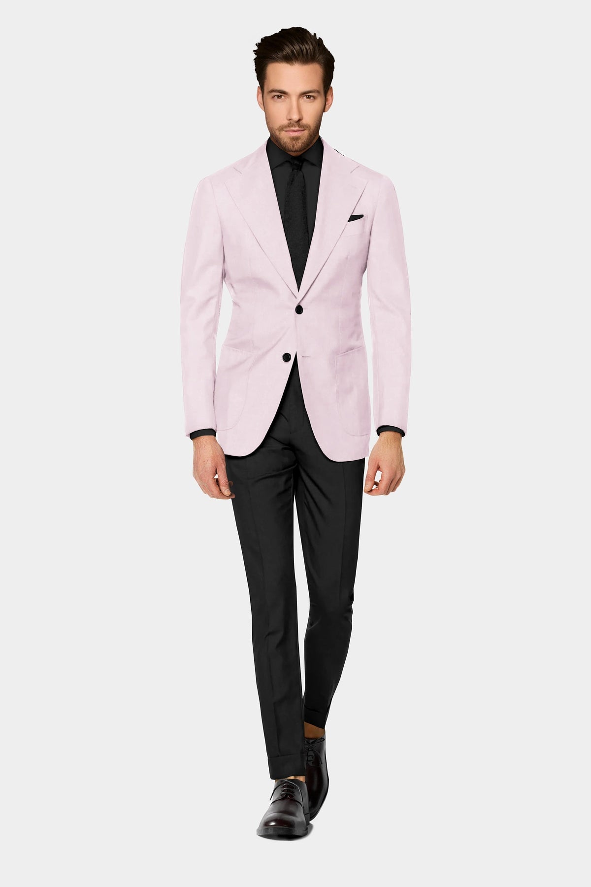 Light Pink Men's Two Button Dress Party Solid Suit Jacket Notched Lapel Slim Fit Stylish Blazer