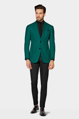 Teal Men's Two Button Dress Party Solid Suit Jacket Notched Lapel Slim Fit Stylish Blazer