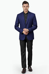 Navy Blue Men's Two Button Dress Party Solid Suit Jacket Notched Lapel Slim Fit Stylish Blazer