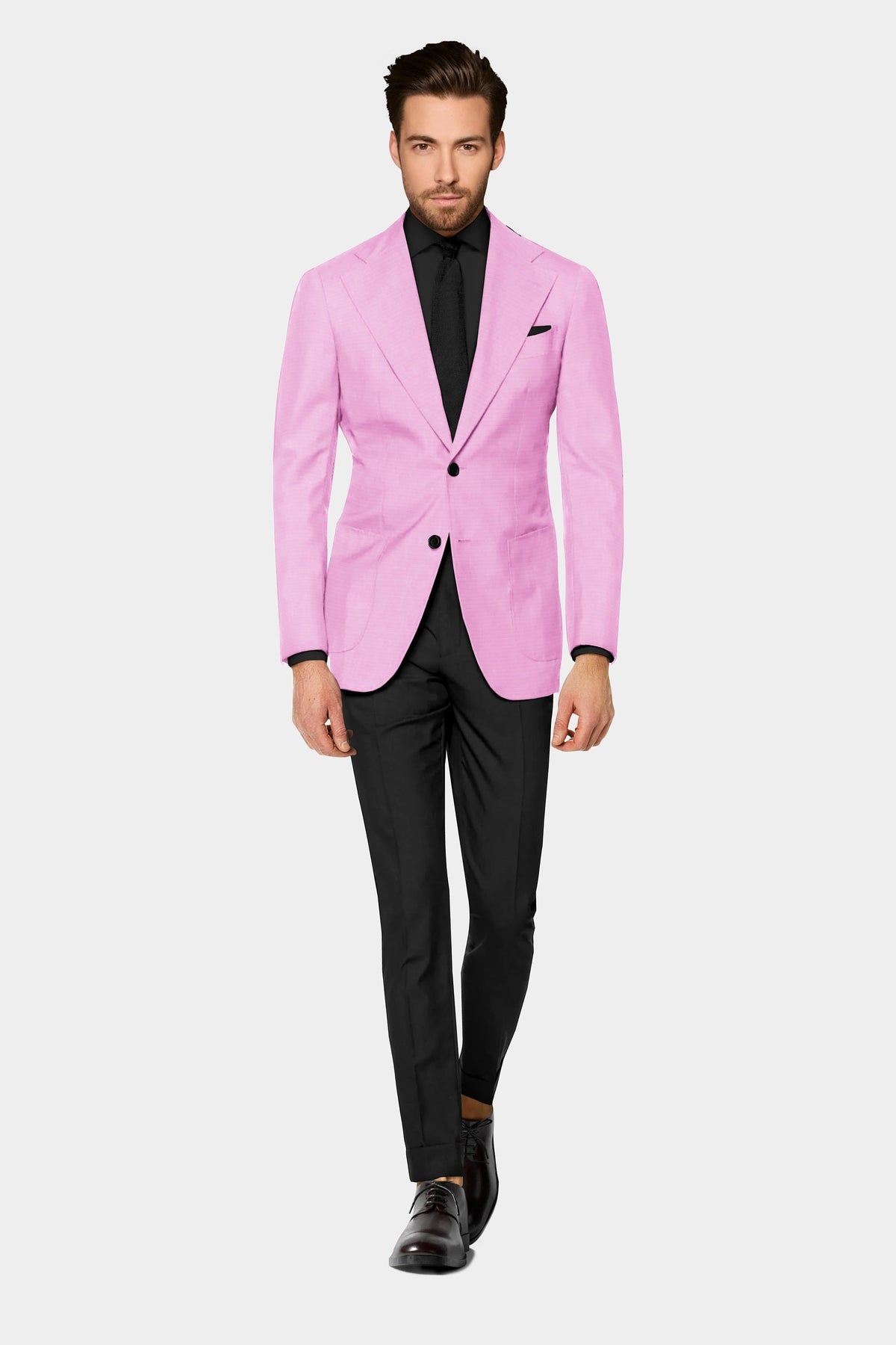 Pink Men's Two Button Dress Party Solid Suit Jacket Notched Lapel Slim Fit Stylish Blazer