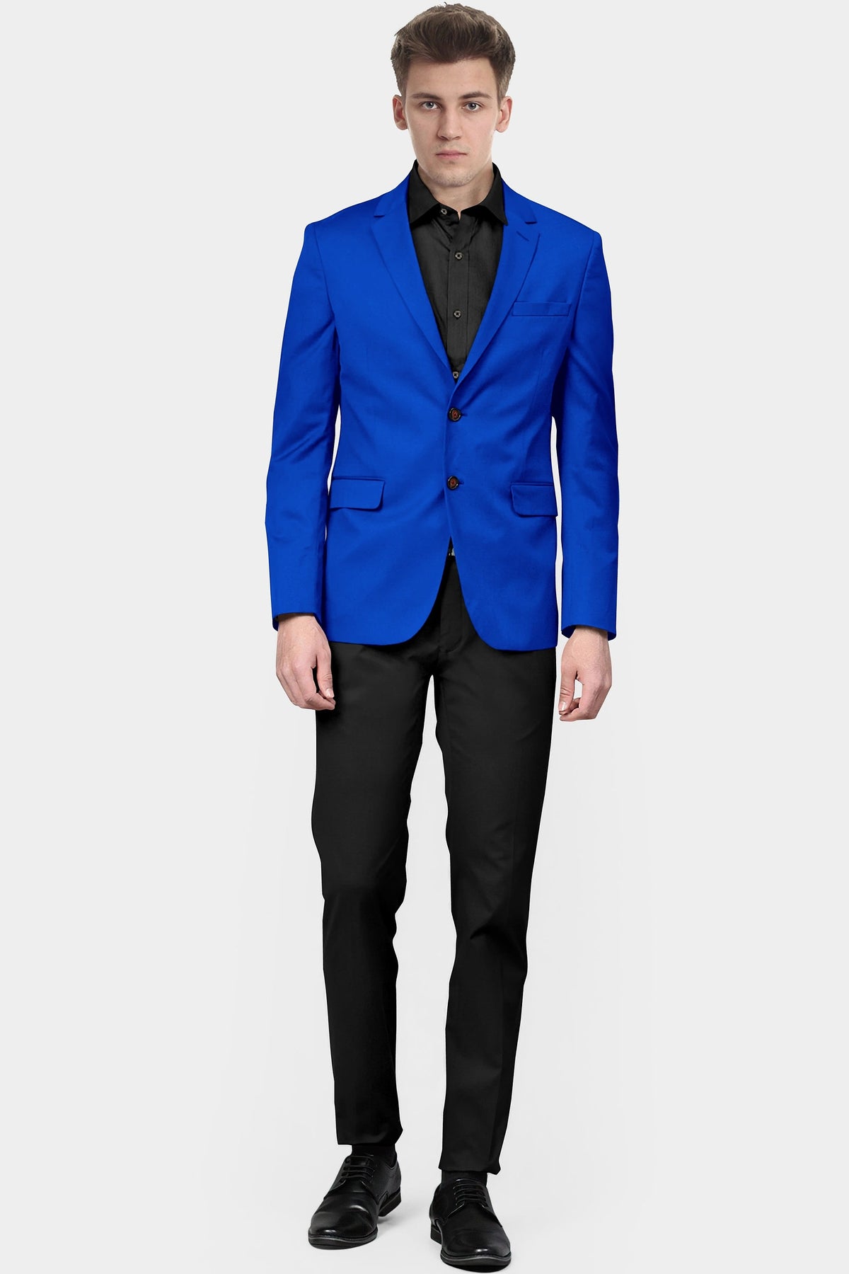 Blue Men's Two Button Dress Party Solid Suit Jacket Notched Lapel Slim Fit Stylish Blazer