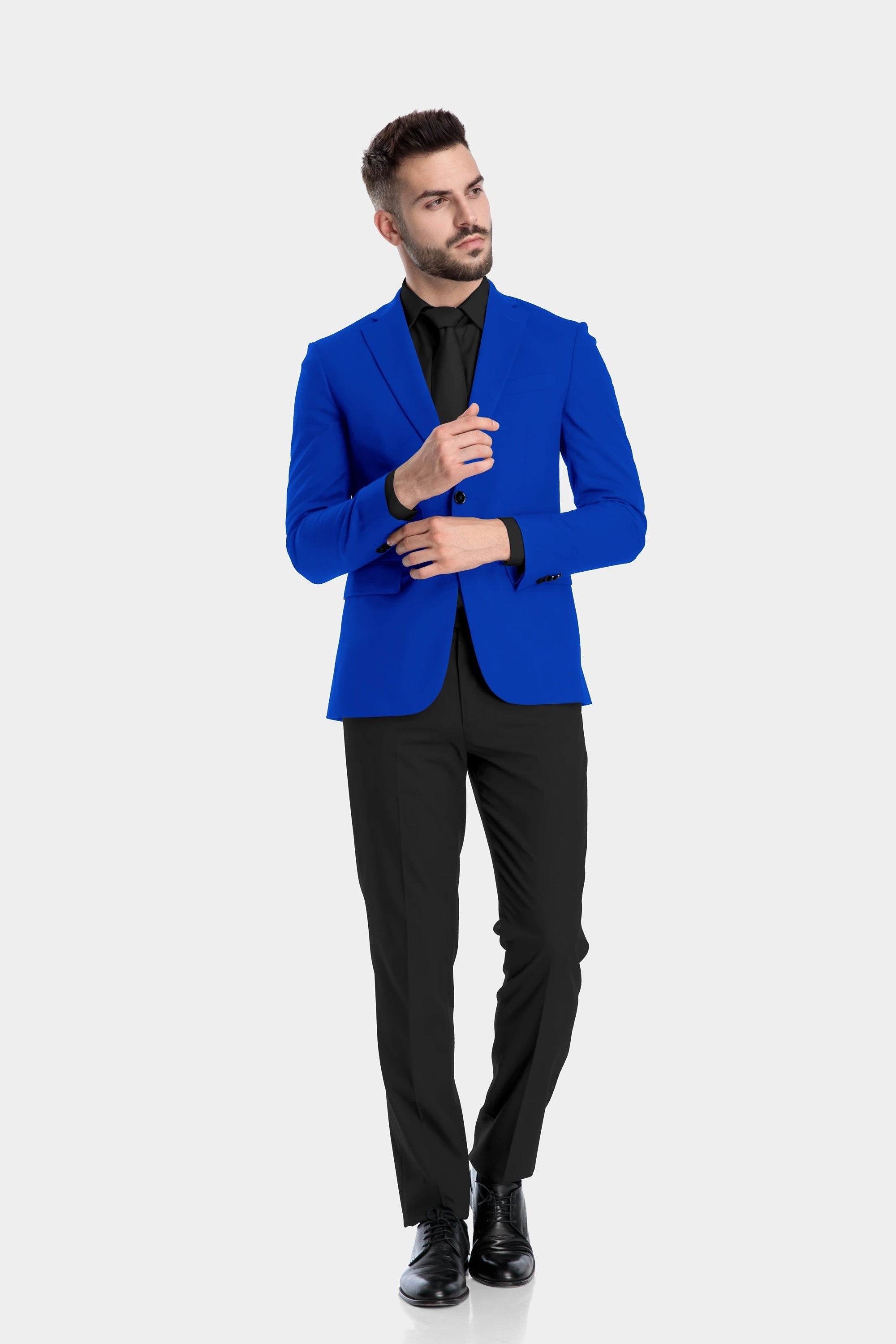 Blue Men's Two Button Dress Party Solid Suit Jacket Notched Lapel Slim Fit Stylish Blazer