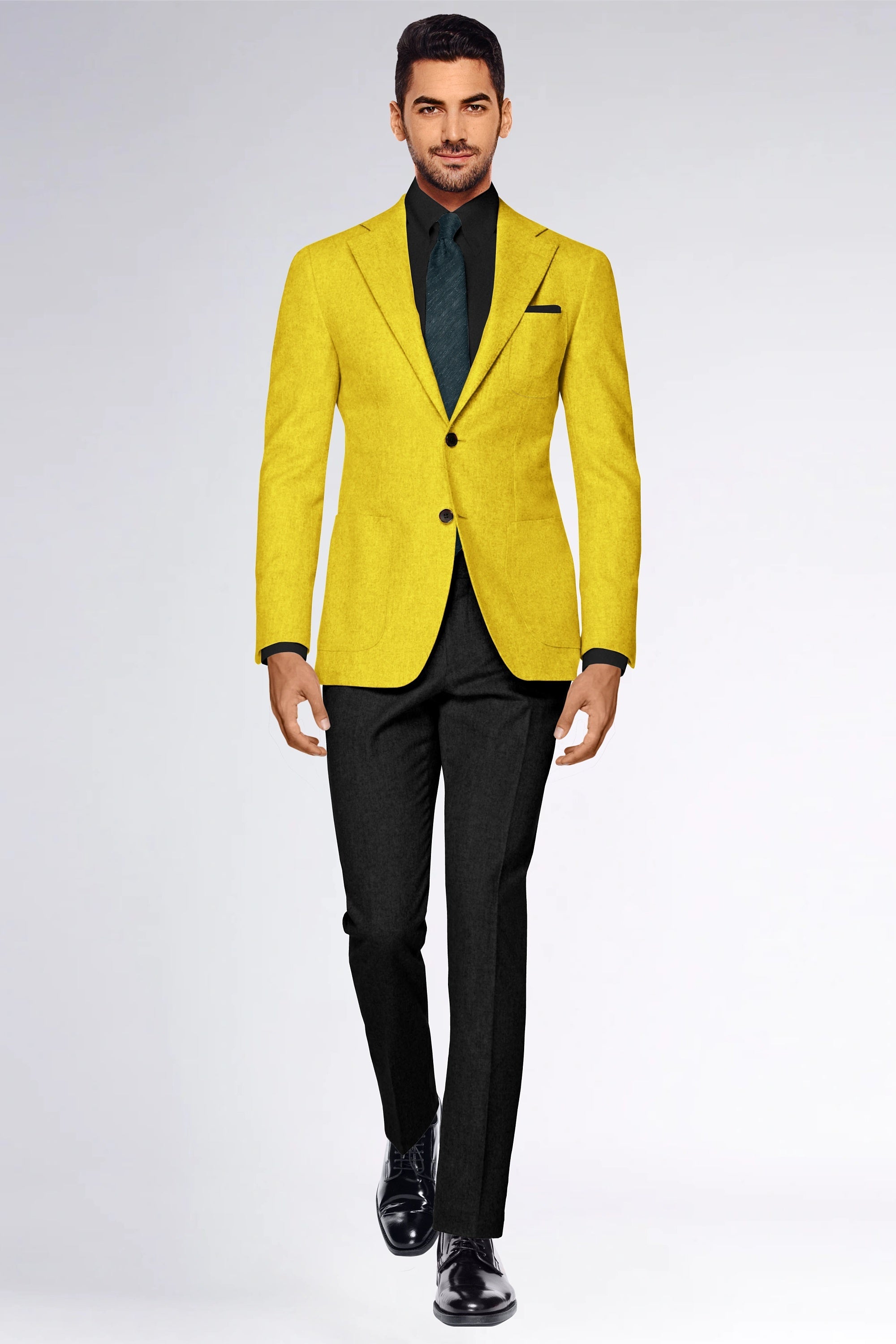 Yellow Men's Two Button Dress Party Solid Suit Jacket Notched Lapel Slim Fit Stylish Blazer