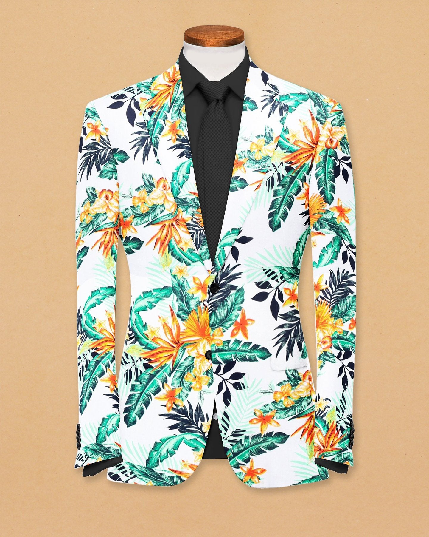 Multi Men's Two Button Dress Party Floral Print Suit Jacket Notched Lapel Slim Fit Stylish Blazer