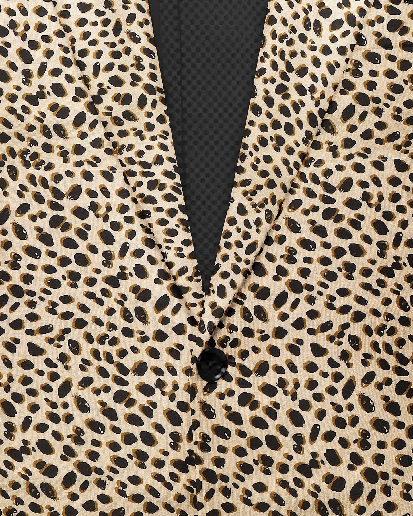 Cream Men's Two Button Dress Party Leopard Print Suit Jacket Notched Lapel Slim Fit Stylish Blazer