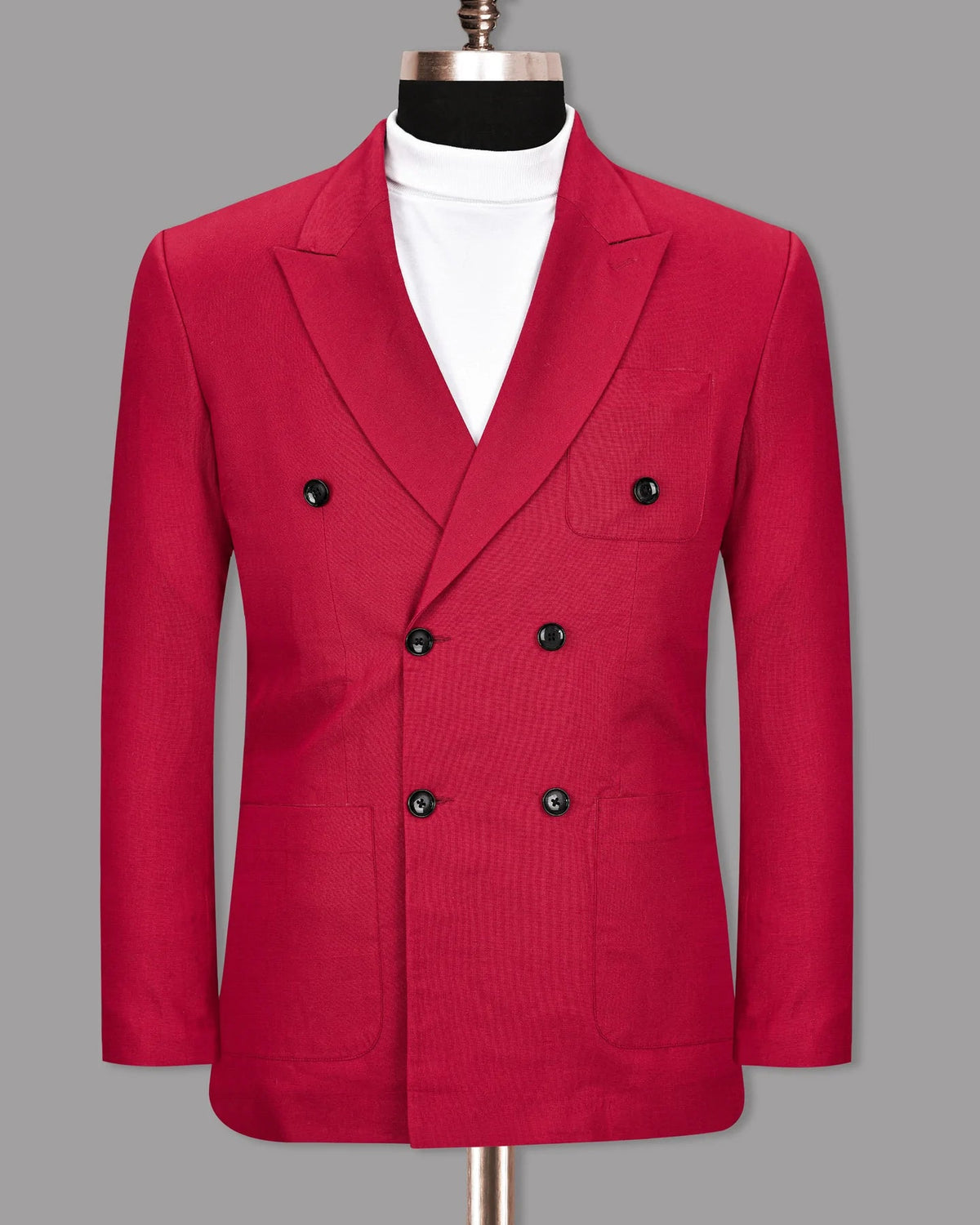 Red Men's Two Button Dress Party Solid Suit Jacket Notched Lapel Slim Fit Stylish Blazer