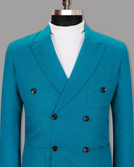 Turquoise Men's Two Button Dress Party Solid Suit Jacket Notched Lapel Slim Fit Stylish Blazer