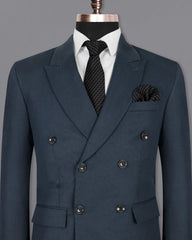 Navy Blue Men's Two Button Dress Party Solid Suit Jacket Notched Lapel Slim Fit Stylish Blazer