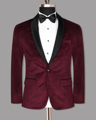 Maroon Men's Two Button Dress Party Solid Suit Jacket Notched Lapel Slim Fit Stylish Blazer