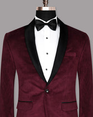 Maroon Men's Two Button Dress Party Solid Suit Jacket Notched Lapel Slim Fit Stylish Blazer