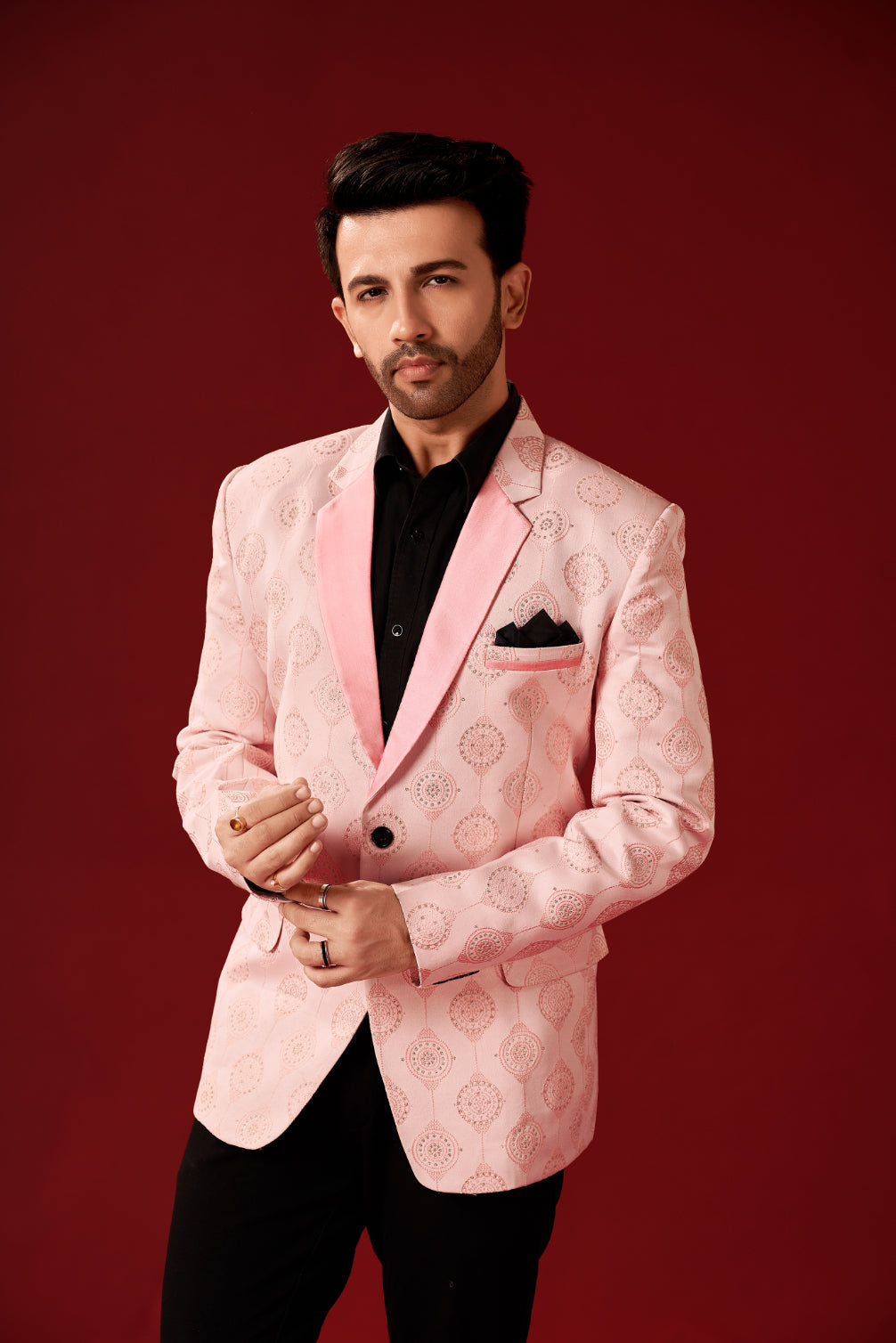 Veste de costume de soirée à deux boutons pour homme Cavern Pink Blazer élégant à revers crantés Slim Fit