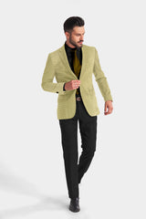 Tan Brown Men's Party Checkered Suit Jacket Slim Fit Blazer