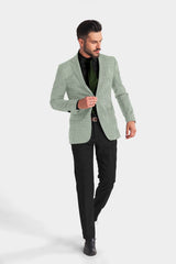 Light Grey Men's Party Checkered Suit Jacket Slim Fit Blazer