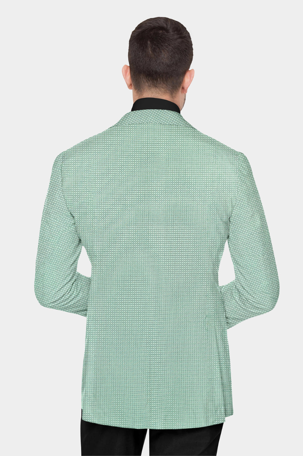 Turquoise Green Men's Party Checkered Suit Jacket Slim Fit Blazer