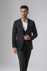 Black Men's Party Texture Suit Jacket Slim Fit Blazer