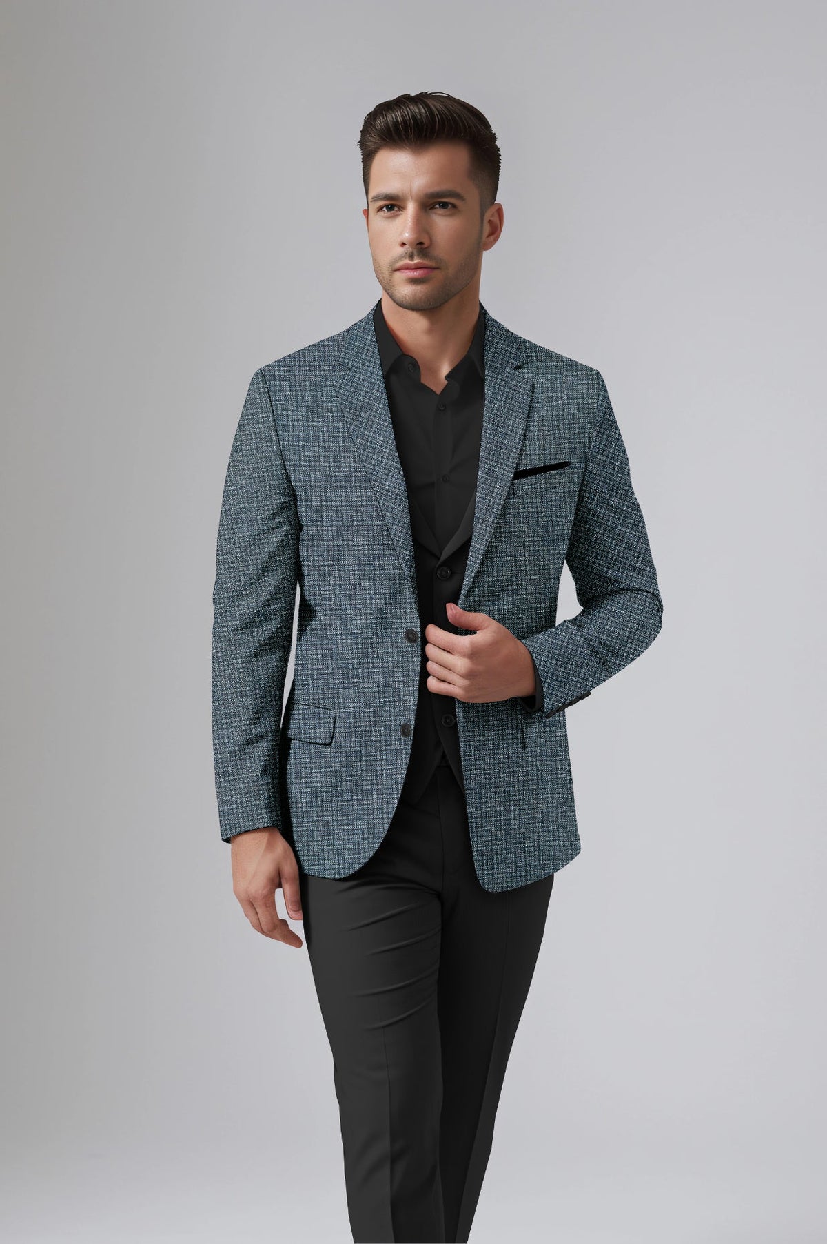 Bright Grey Men's Party Checkered Suit Jacket Slim Fit Blazer