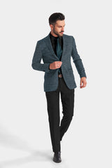 Bright Grey Men's Party Checkered Suit Jacket Slim Fit Blazer