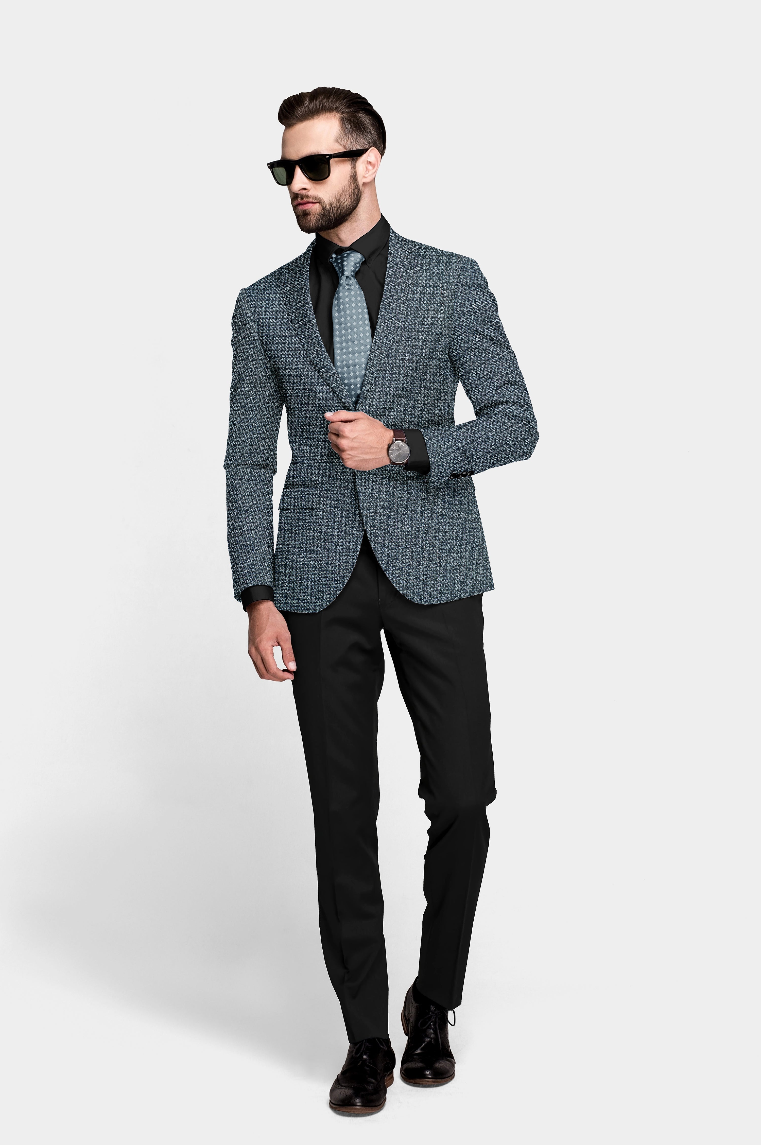 Bright Grey Men's Party Checkered Suit Jacket Slim Fit Blazer