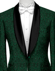 Sherwood Green Men's Party Embroidery Suit Jacket Slim Fit Blazer