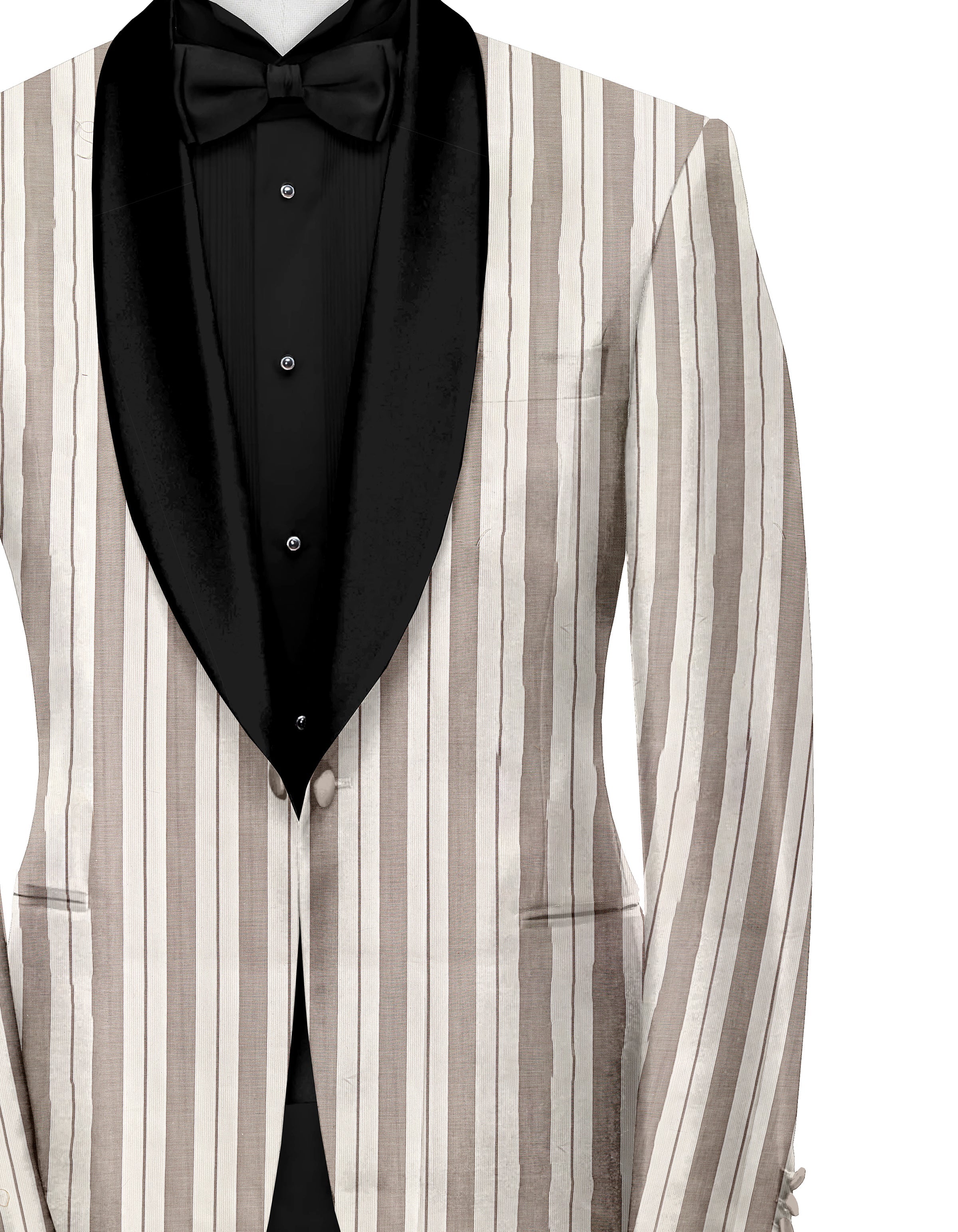 Brown Men's Party Stripe Suit Jacket Slim Fit Blazer